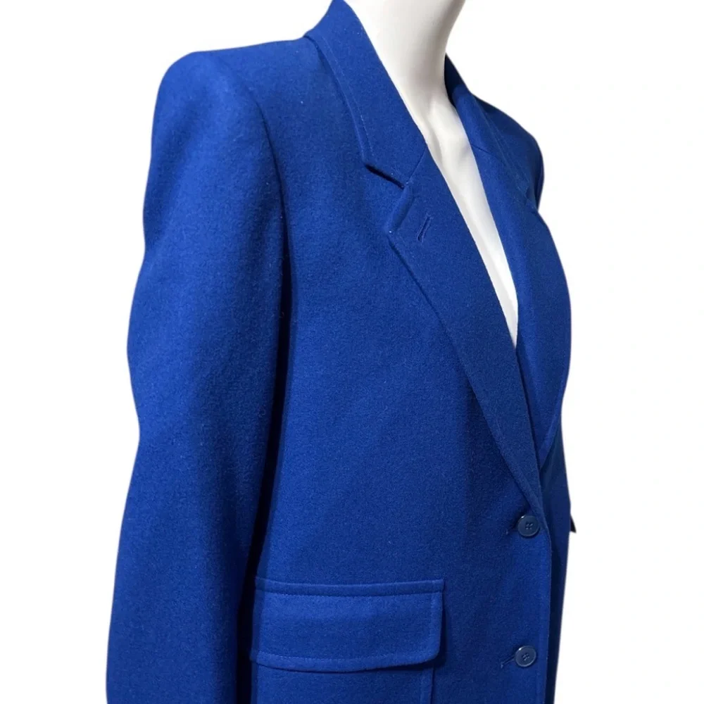 PENDLETON Pure Virgin Wool Single Breast Button Blue Trench Coat Medium Petite